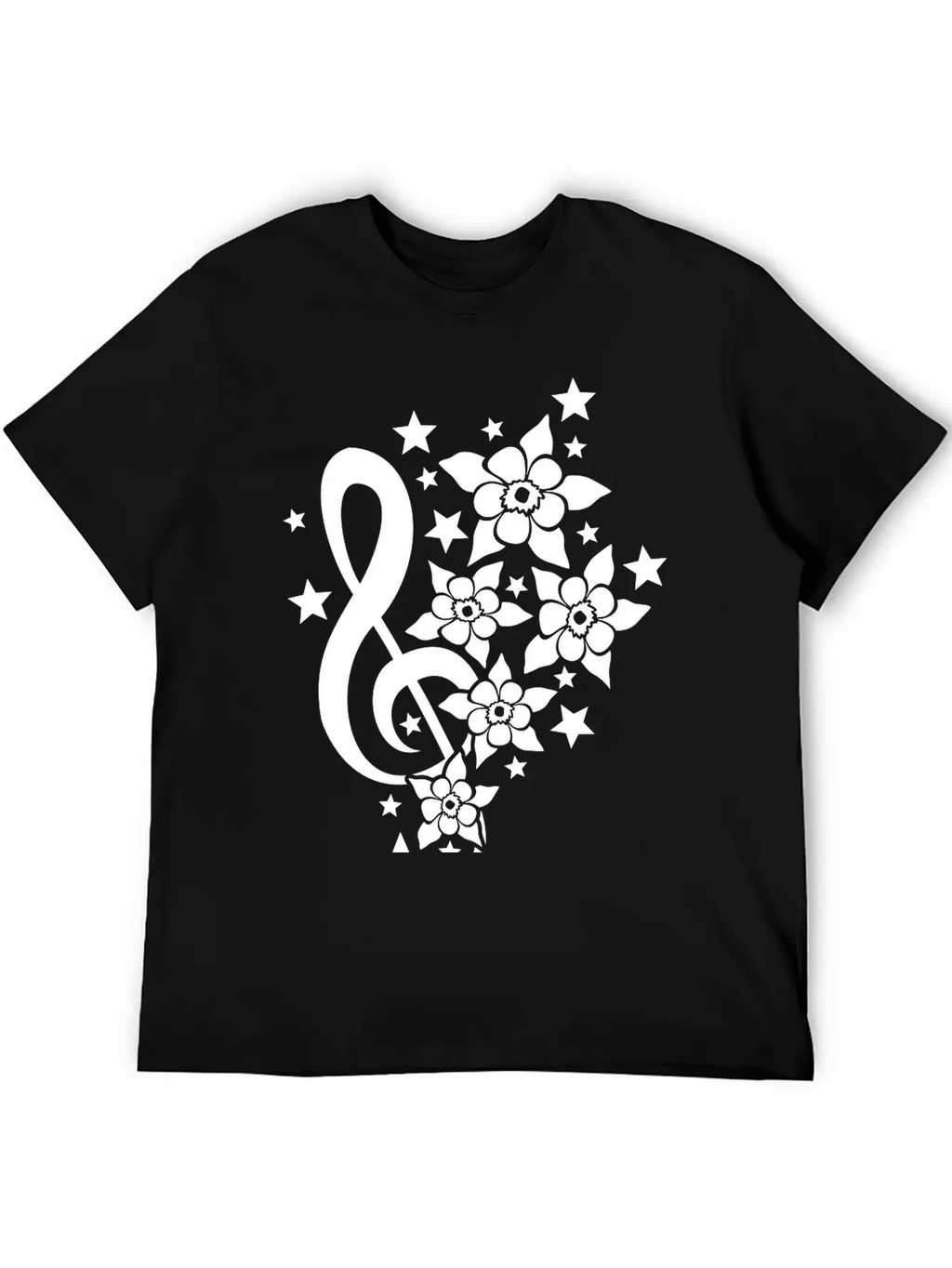 Music Clef Note French Stars Treble Flowers Sound Timeless Short Sleeve Tee – Comfy And Minimalist Design