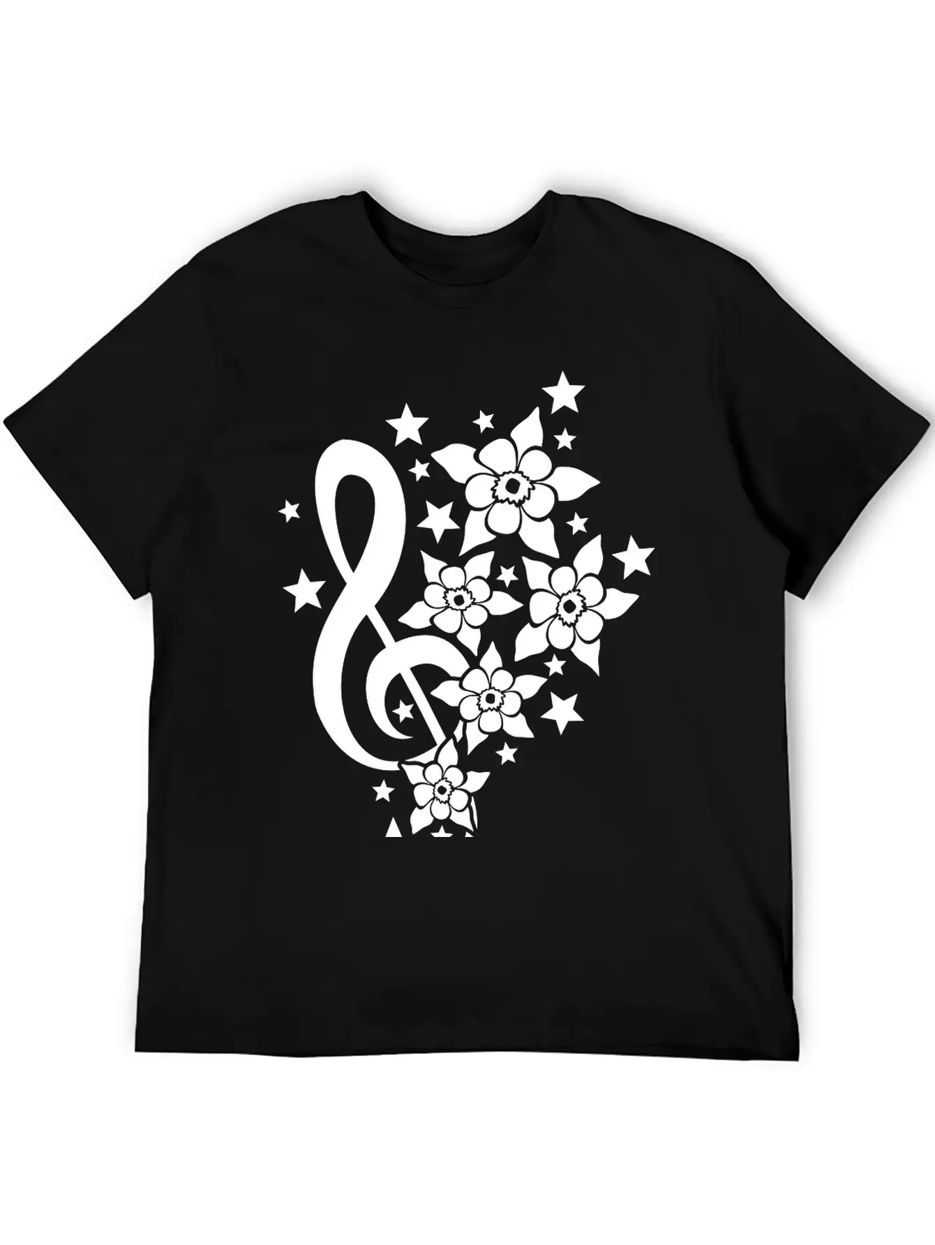 Music Clef Note French Stars Treble Flowers Sound Timeless Short Sleeve Tee – Comfy And Minimalist Design