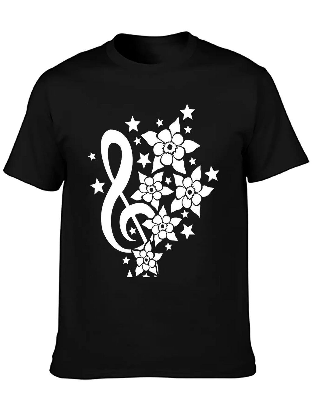 Music Clef Note French Stars Treble Flowers Sound Timeless Short Sleeve Tee – Comfy And Minimalist Design
