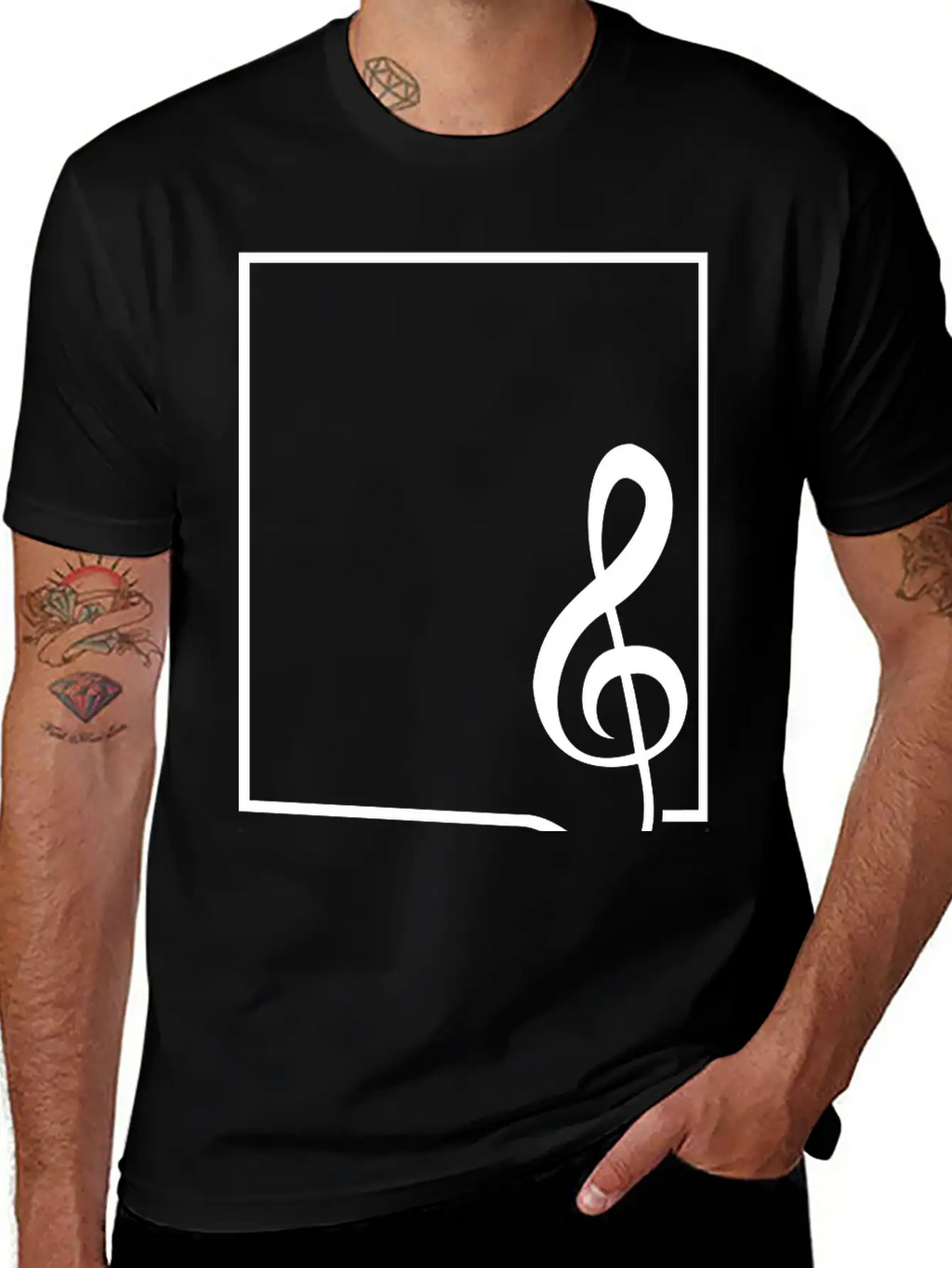 Music Clef Note Picture Frame Text Border Treble Relaxed Everyday Tee – Lightweight And Durable Cotton
