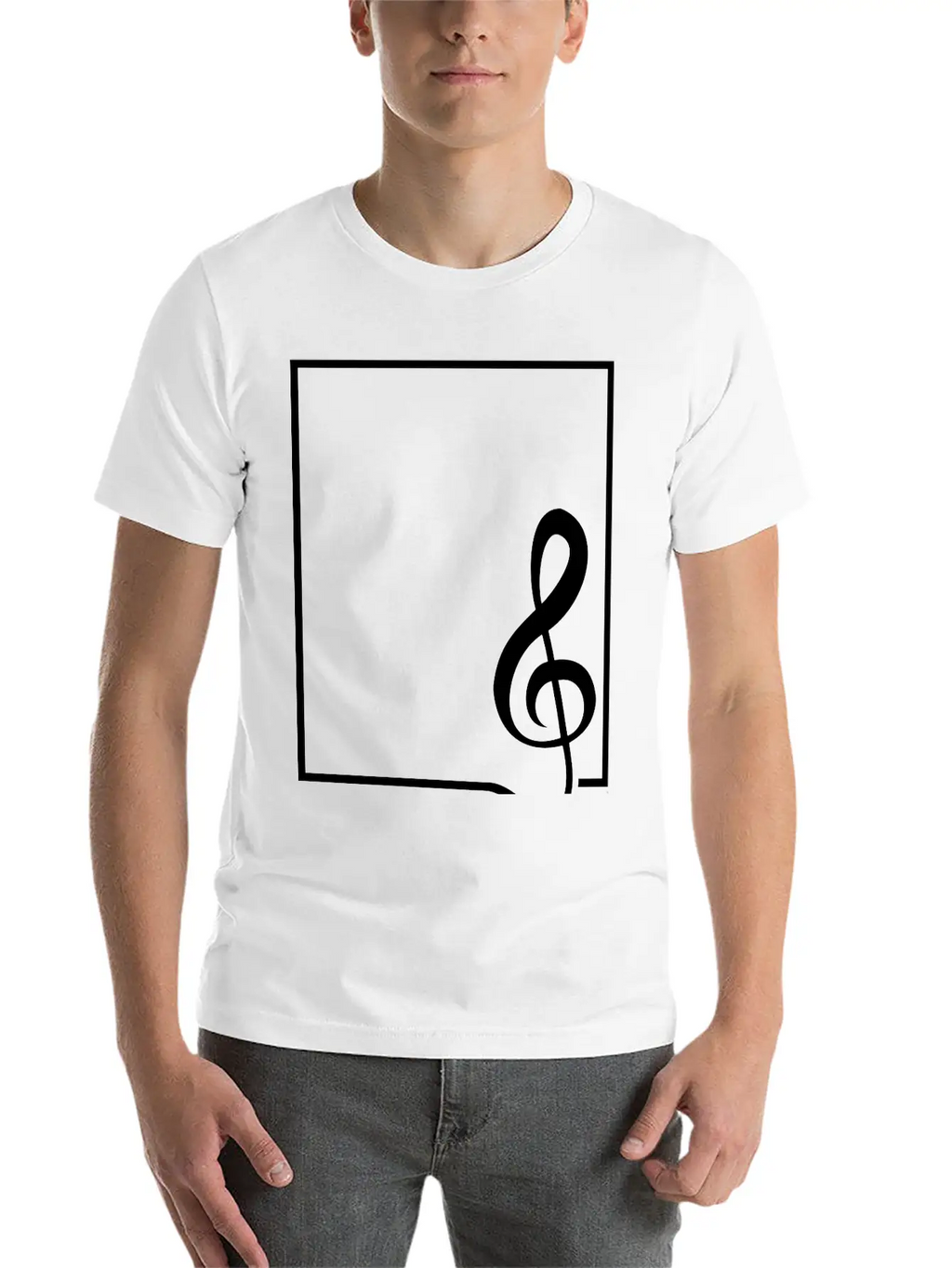 Music Clef Note Picture Frame Text Border Treble Relaxed Everyday Tee – Lightweight And Durable Cotton