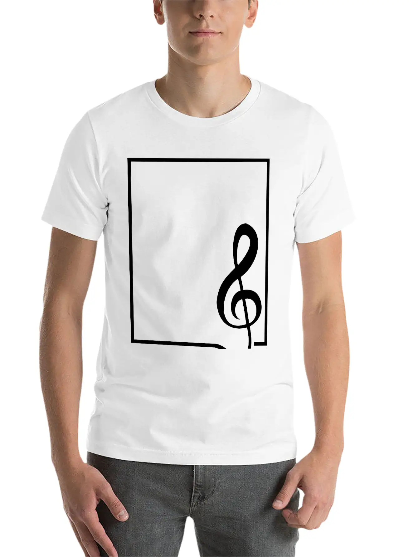 Music Clef Note Picture Frame Text Border Treble Relaxed Everyday Tee – Lightweight And Durable Cotton