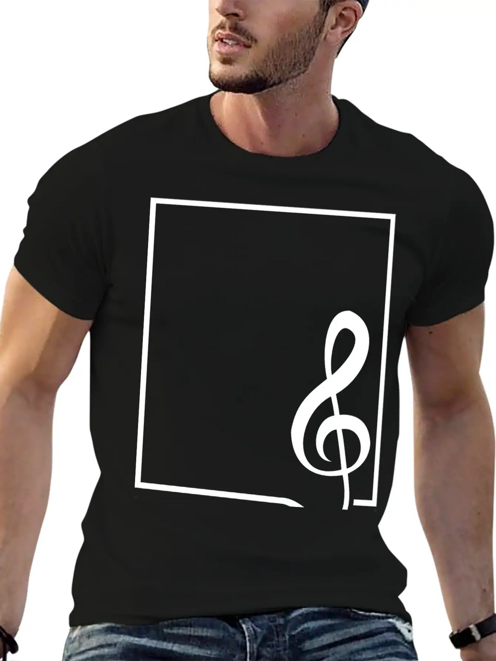 Music Clef Note Picture Frame Text Border Treble Relaxed Everyday Tee – Lightweight And Durable Cotton