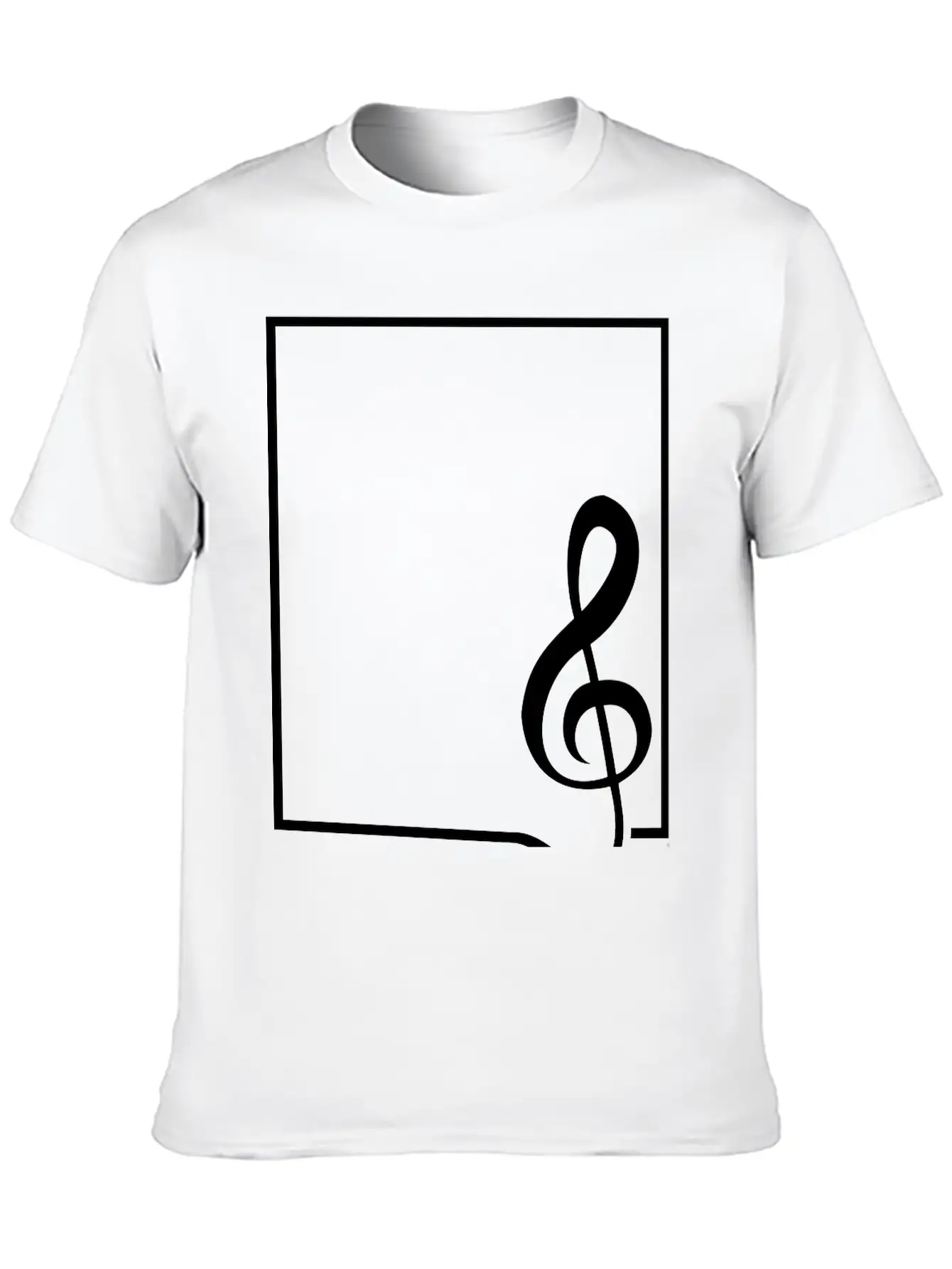 Music Clef Note Picture Frame Text Border Treble Relaxed Everyday Tee – Lightweight And Durable Cotton