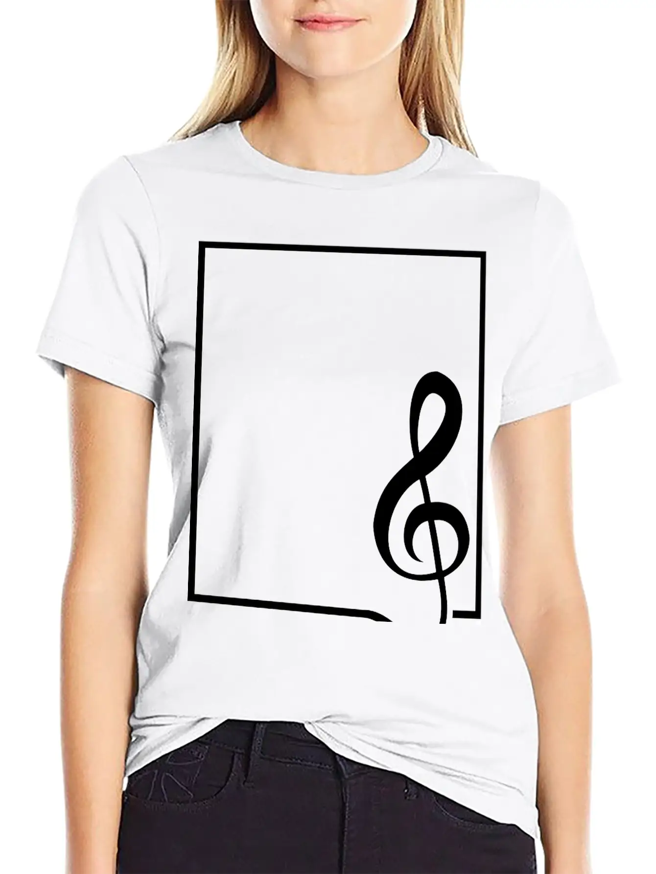 Music Clef Note Picture Frame Text Border Treble Relaxed Everyday Tee – Lightweight And Durable Cotton