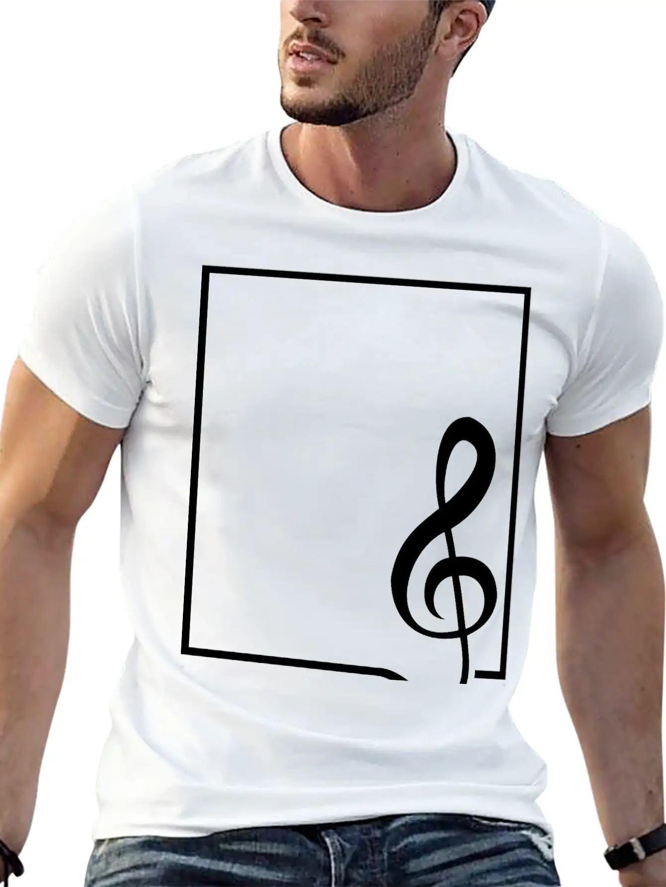 Music Clef Note Picture Frame Text Border Treble Relaxed Everyday Tee – Lightweight And Durable Cotton
