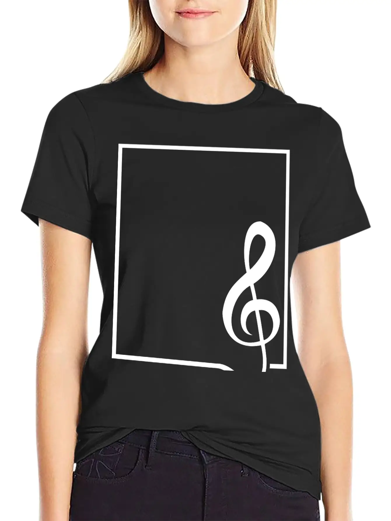 Music Clef Note Picture Frame Text Border Treble Relaxed Everyday Tee – Lightweight And Durable Cotton