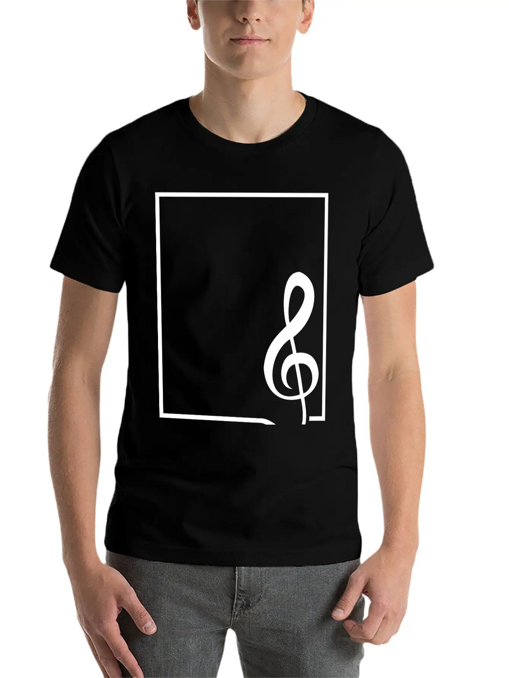 Music Clef Note Picture Frame Text Border Treble Relaxed Everyday Tee – Lightweight And Durable Cotton