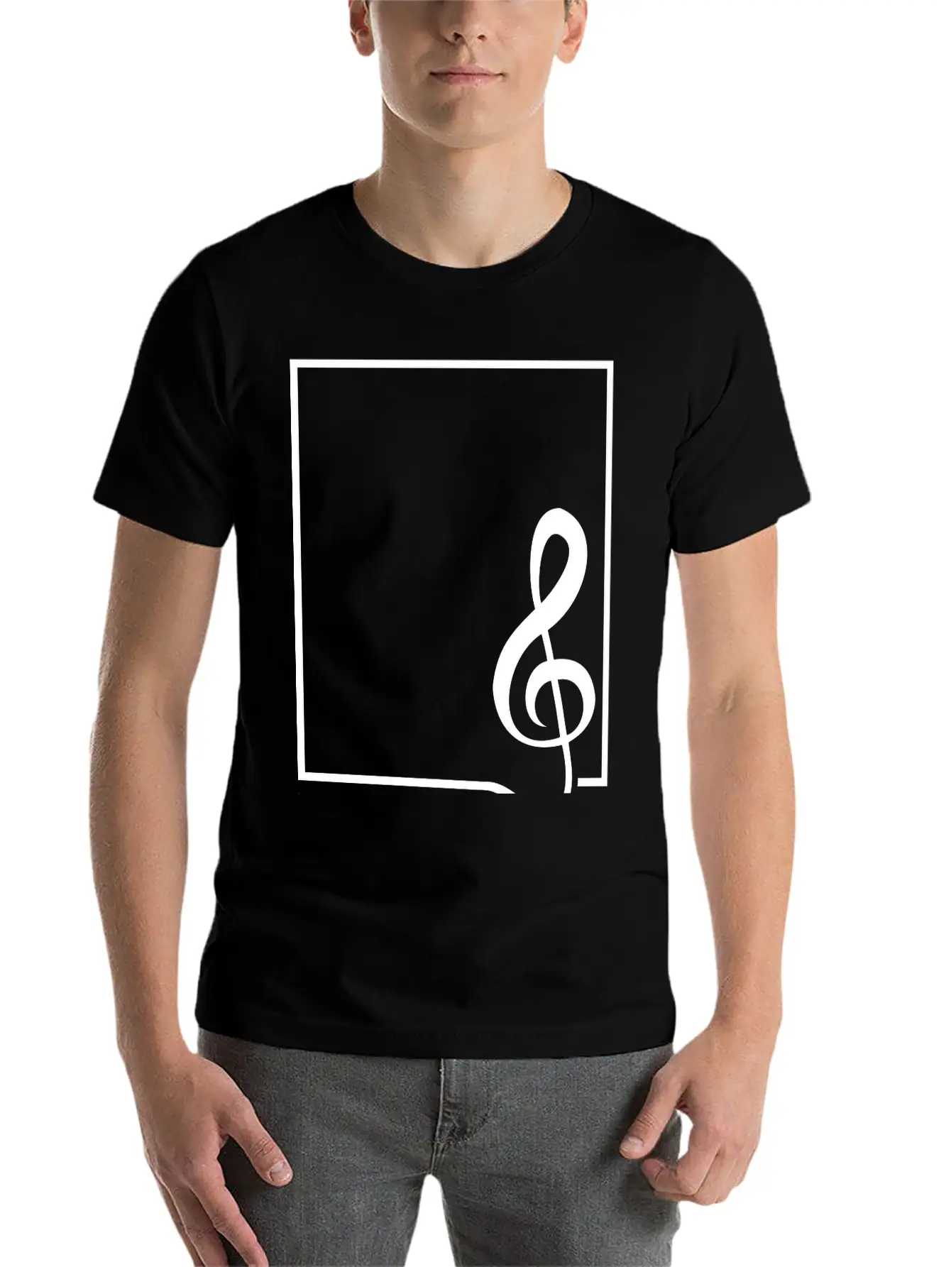 Music Clef Note Picture Frame Text Border Treble Relaxed Everyday Tee – Lightweight And Durable Cotton