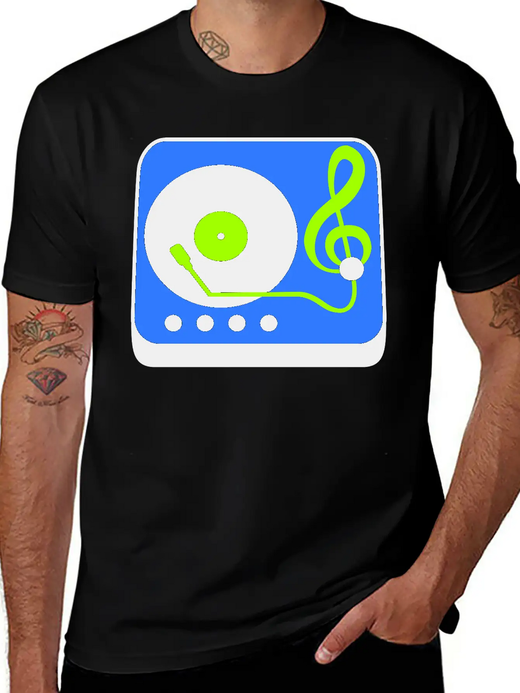 Music Clef Note Record Plate Vinyl DJ Party Treble Essential Cotton Tee For Daily Outfits – Unisex Style