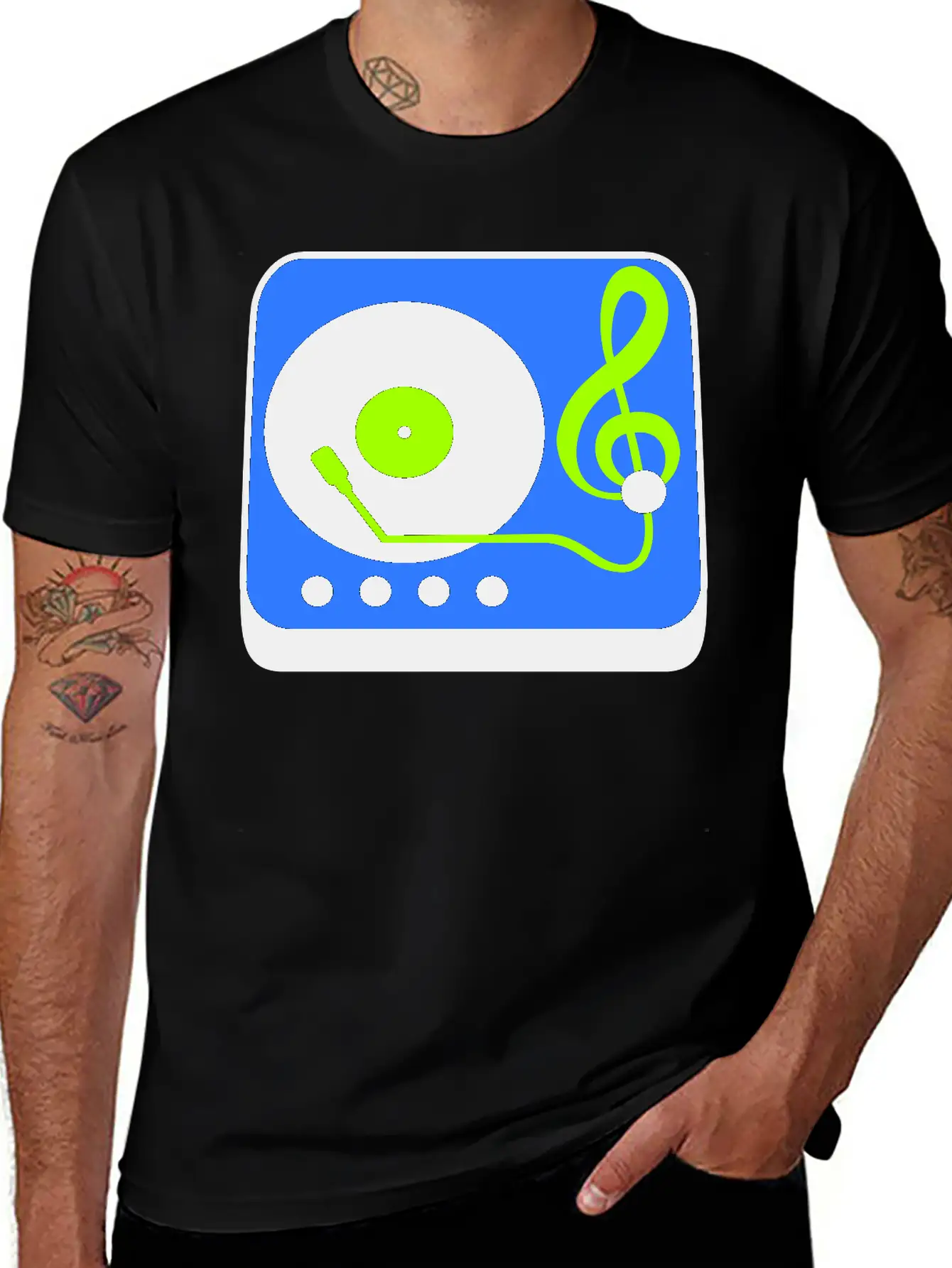 Music Clef Note Record Plate Vinyl DJ Party Treble Essential Cotton Tee For Daily Outfits – Unisex Style