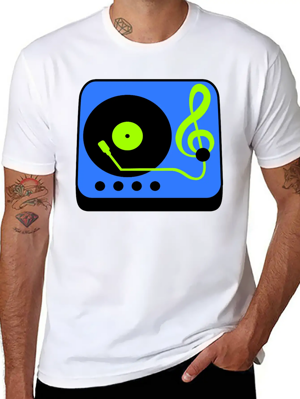 Music Clef Note Record Plate Vinyl DJ Party Treble Essential Cotton Tee For Daily Outfits – Unisex Style