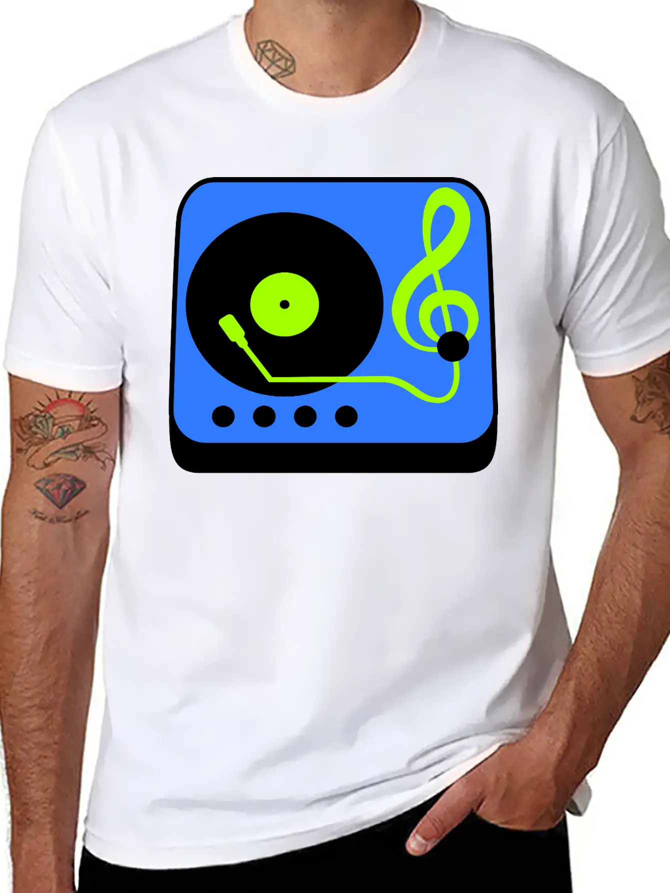Music Clef Note Record Plate Vinyl DJ Party Treble Essential Cotton Tee For Daily Outfits – Unisex Style