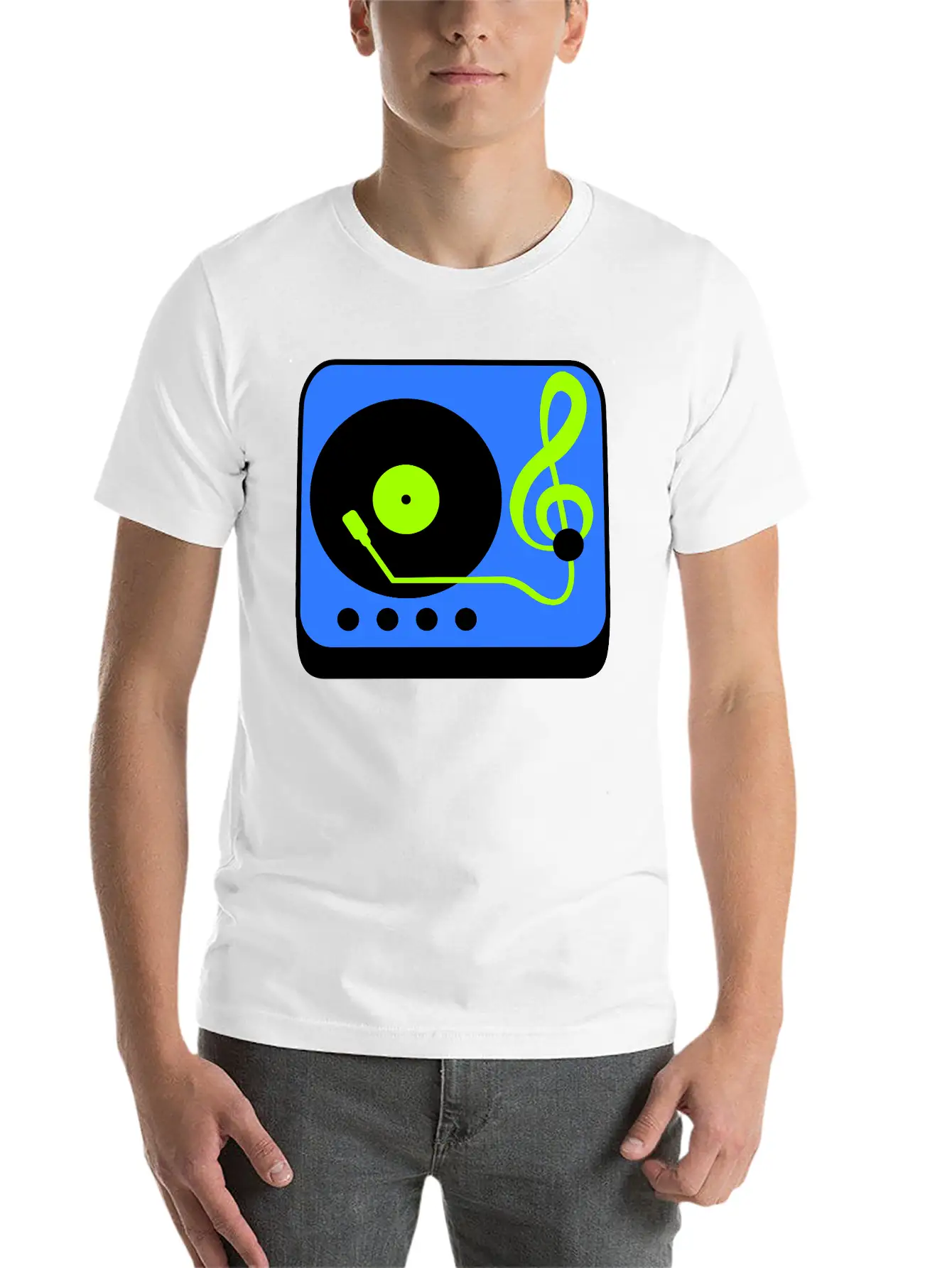 Music Clef Note Record Plate Vinyl DJ Party Treble Essential Cotton Tee For Daily Outfits – Unisex Style
