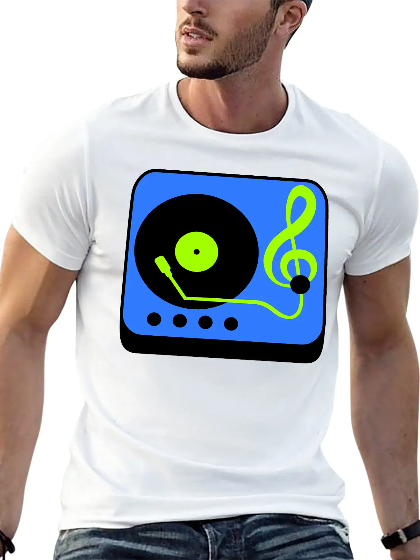 Music Clef Note Record Plate Vinyl DJ Party Treble Essential Cotton Tee For Daily Outfits – Unisex Style