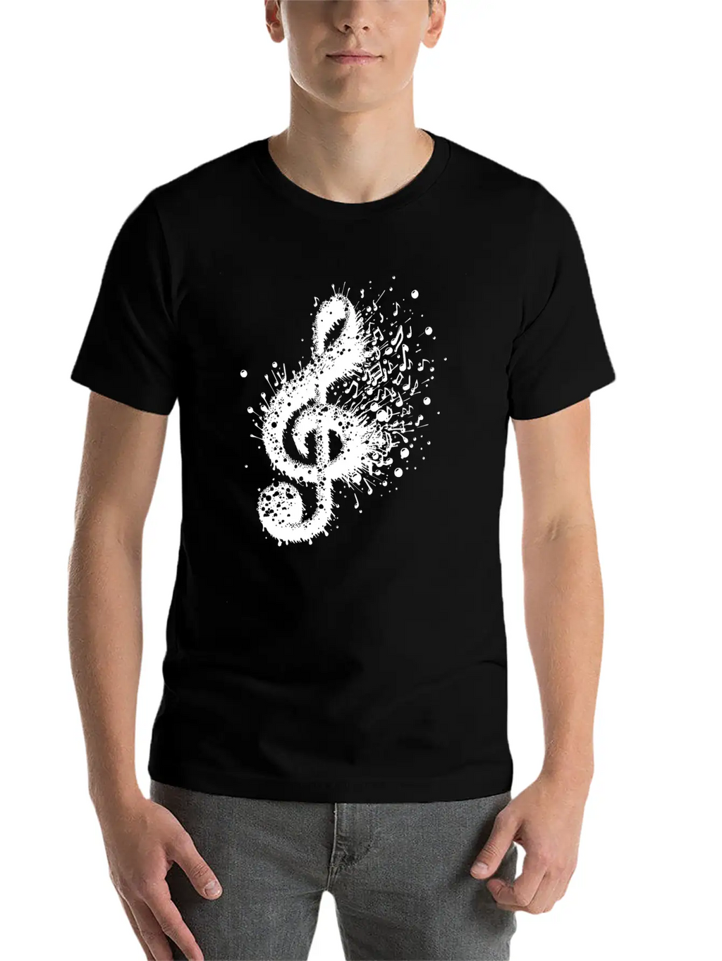 Music Clef Splash Sheet Music Stylish Everyday T-Shirt – Unisex Basic Cotton Tee