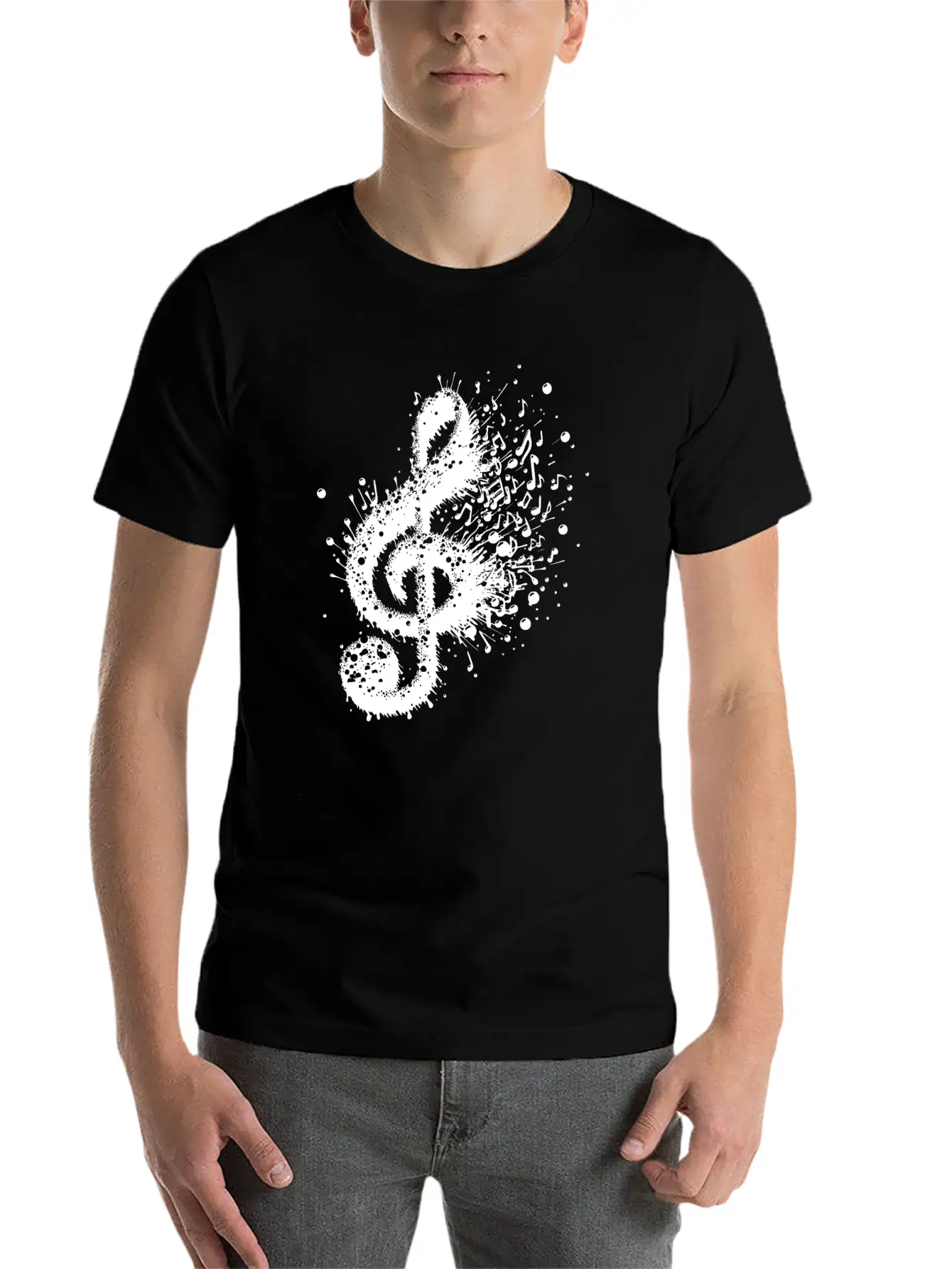 Music Clef Splash Sheet Music Stylish Everyday T-Shirt – Unisex Basic Cotton Tee