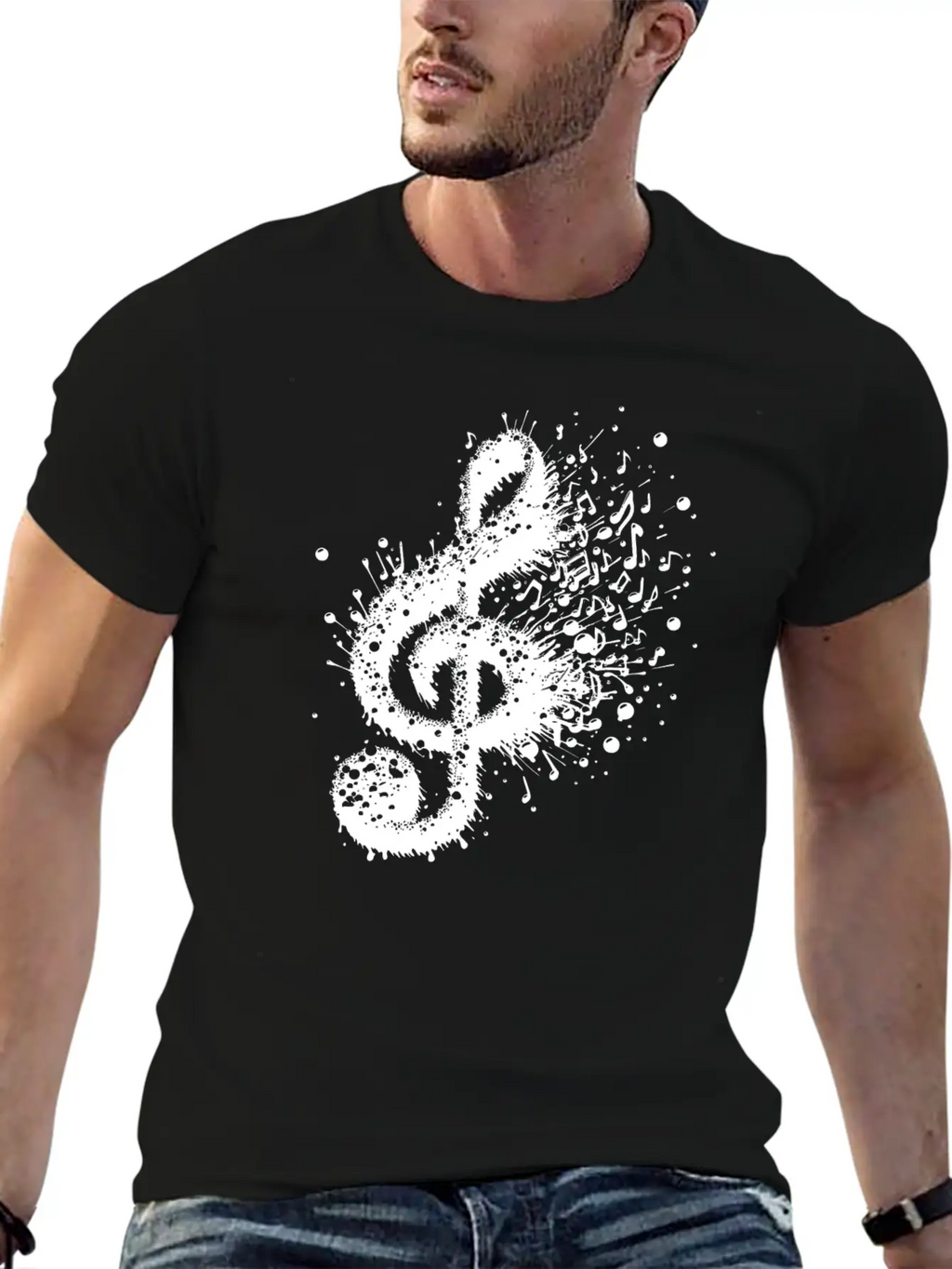 Music Clef Splash Sheet Music Stylish Everyday T-Shirt – Unisex Basic Cotton Tee