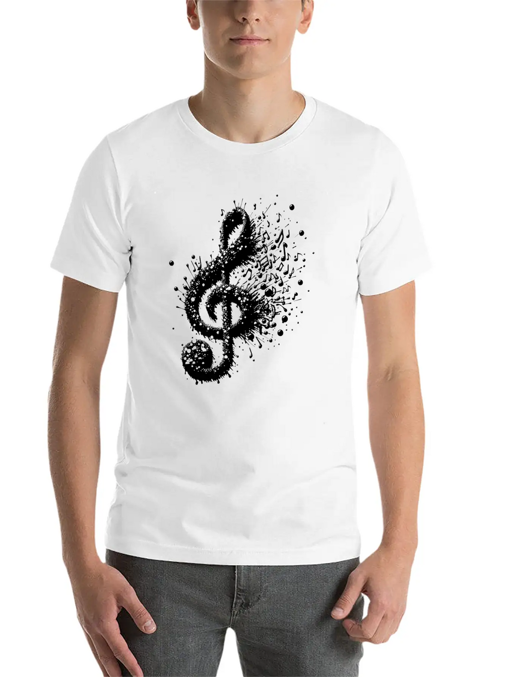 Music Clef Splash Sheet Music Stylish Everyday T-Shirt – Unisex Basic Cotton Tee