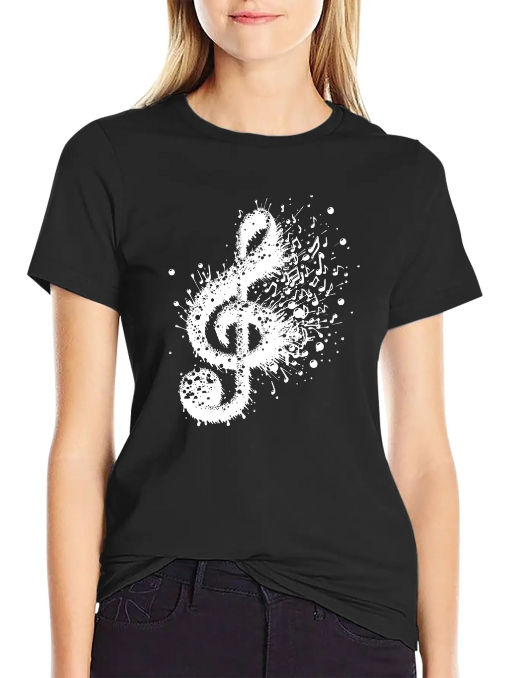 Music Clef Splash Sheet Music Stylish Everyday T-Shirt – Unisex Basic Cotton Tee