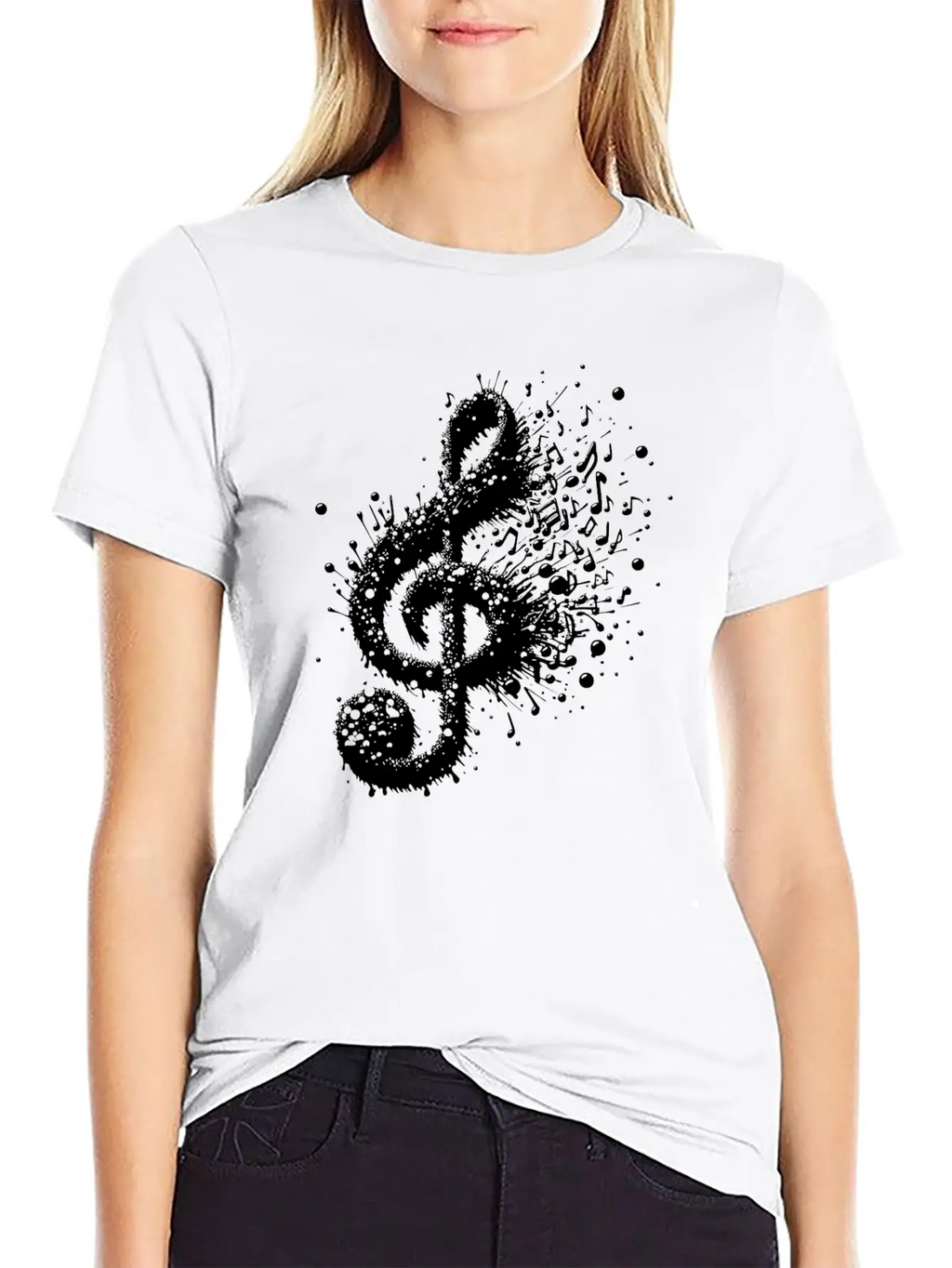 Music Clef Splash Sheet Music Stylish Everyday T-Shirt – Unisex Basic Cotton Tee
