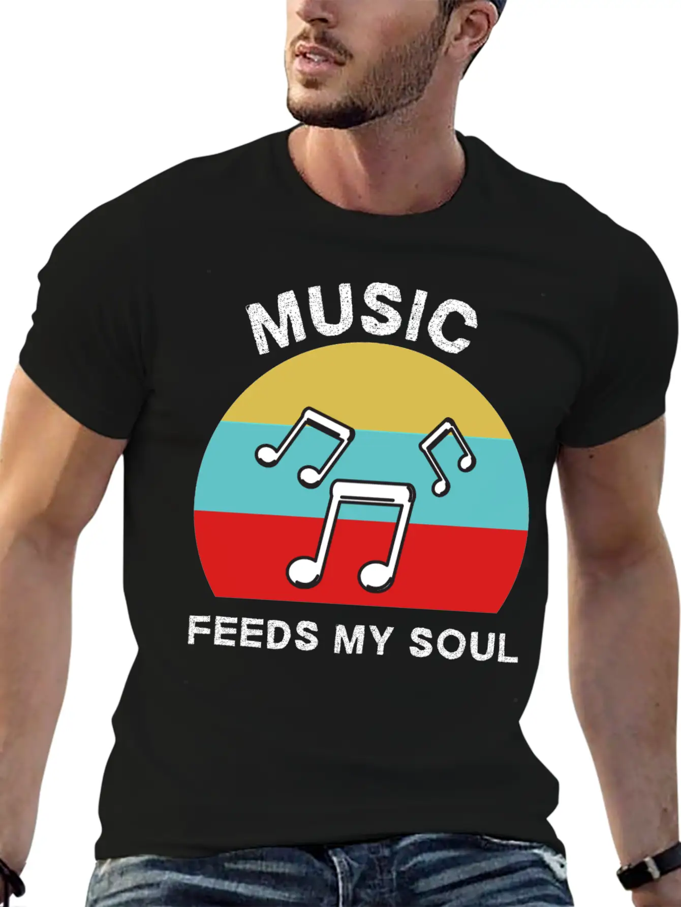 Music Feeds My Soul For Music Lovers | Music Lover Basic Graphic T-Shirt – Daily Comfort In Soft Cotton