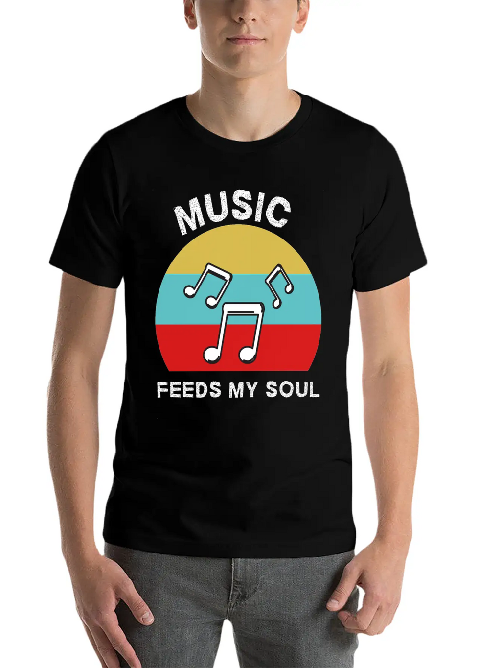 Music Feeds My Soul For Music Lovers | Music Lover Basic Graphic T-Shirt – Daily Comfort In Soft Cotton