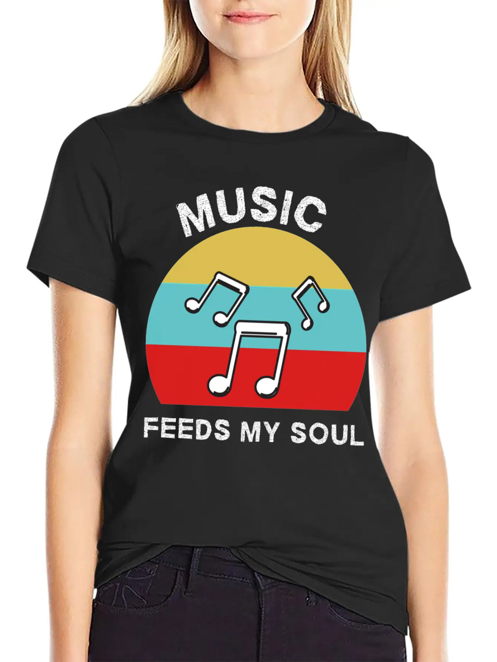 Music Feeds My Soul For Music Lovers | Music Lover Basic Graphic T-Shirt – Daily Comfort In Soft Cotton
