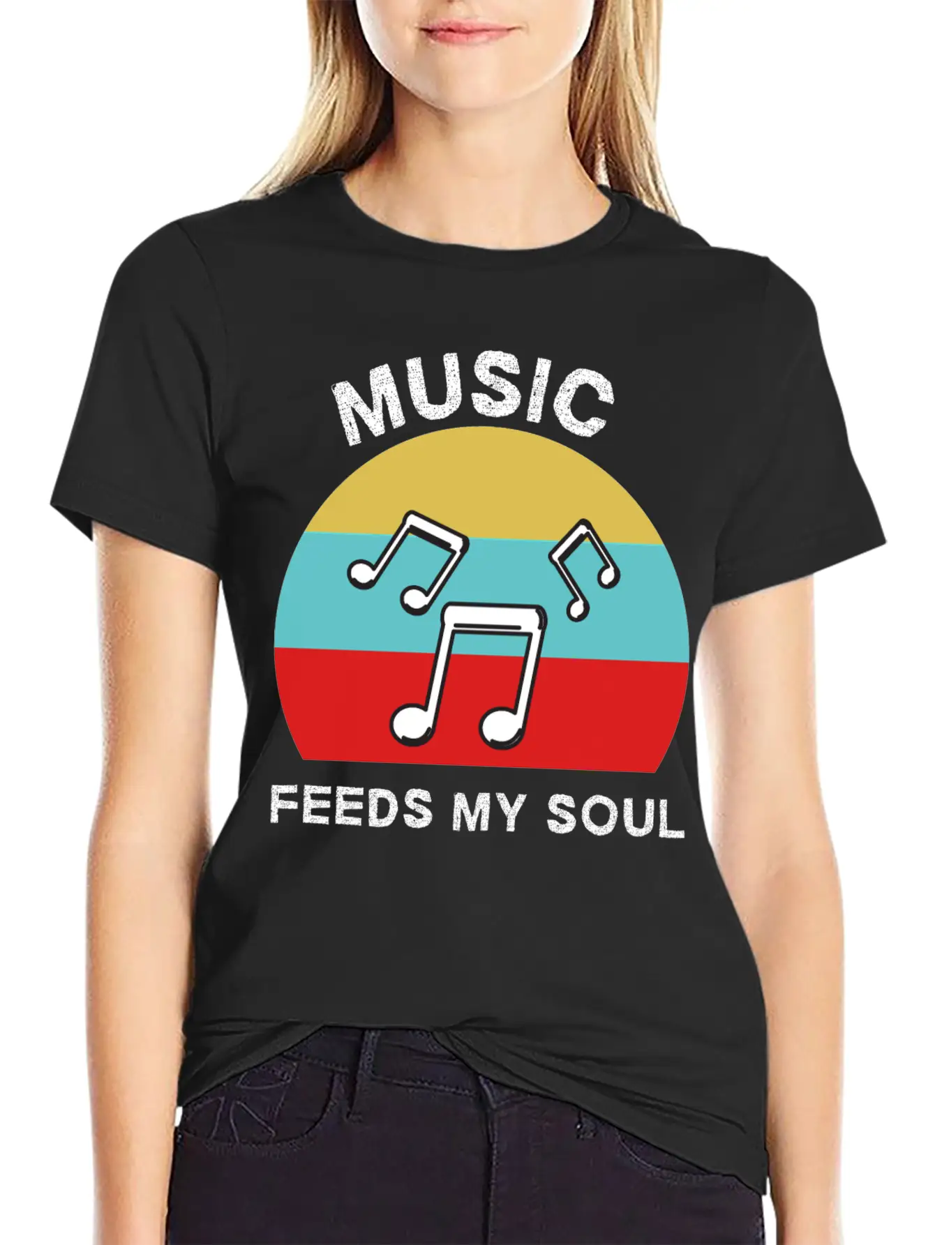 Music Feeds My Soul For Music Lovers | Music Lover Basic Graphic T-Shirt – Daily Comfort In Soft Cotton