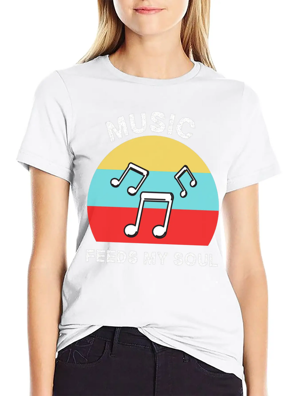 Music Feeds My Soul For Music Lovers | Music Lover Basic Graphic T-Shirt – Daily Comfort In Soft Cotton