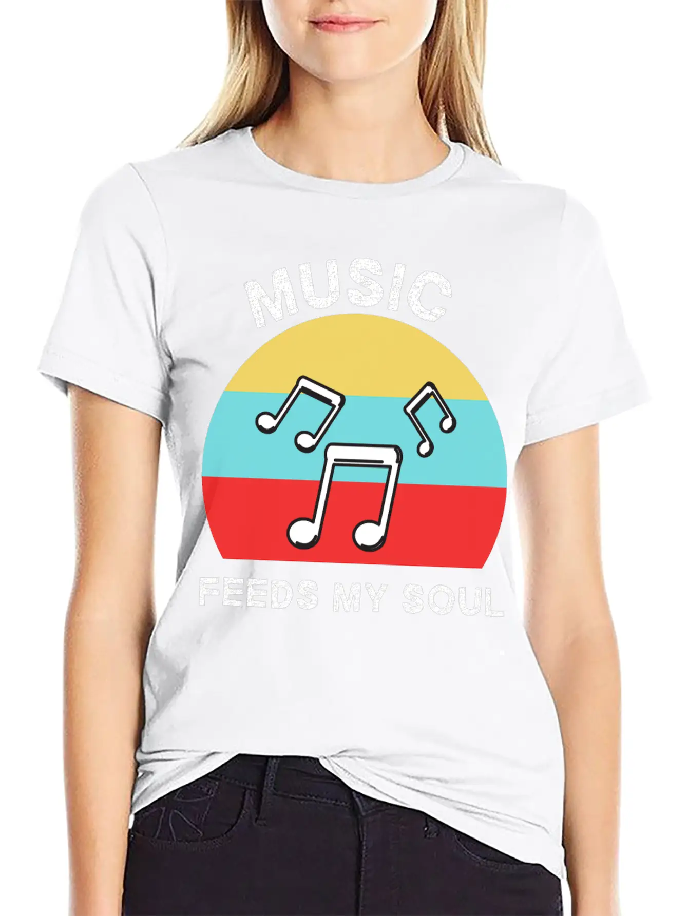Music Feeds My Soul For Music Lovers | Music Lover Basic Graphic T-Shirt – Daily Comfort In Soft Cotton