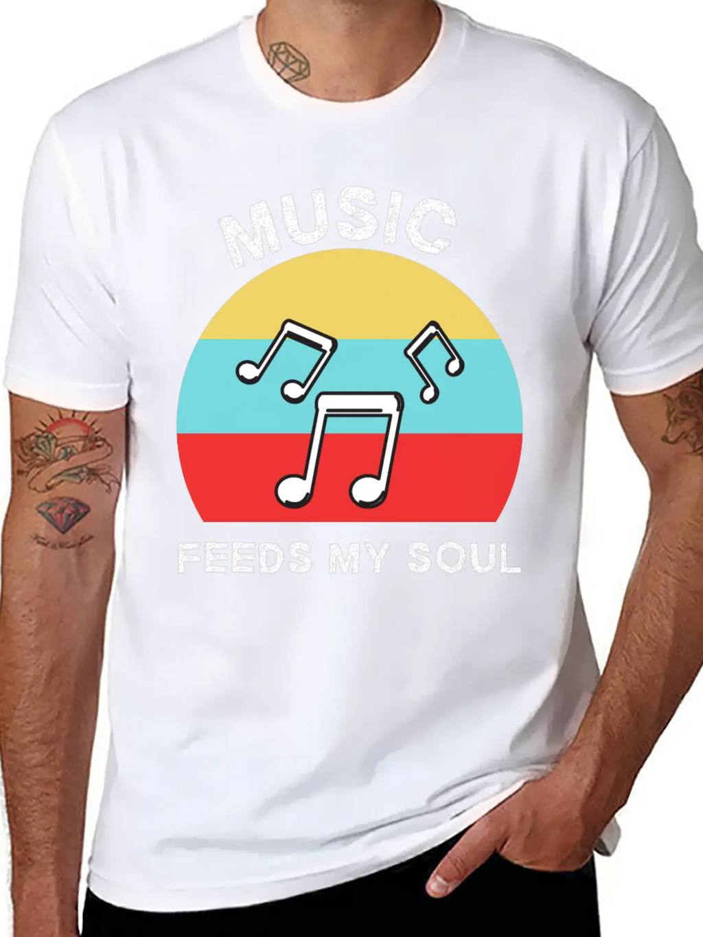 Music Feeds My Soul For Music Lovers | Music Lover Basic Graphic T-Shirt – Daily Comfort In Soft Cotton