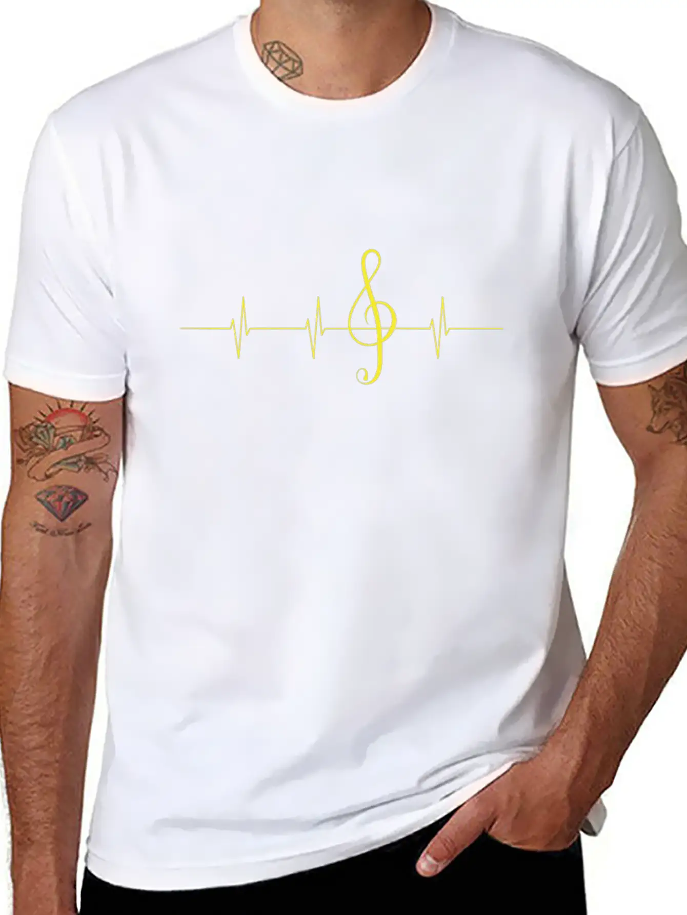 Music Heartbeat Pulse Musician Clef Breathable Graphic T-Shirt – Perfect For Casual Days