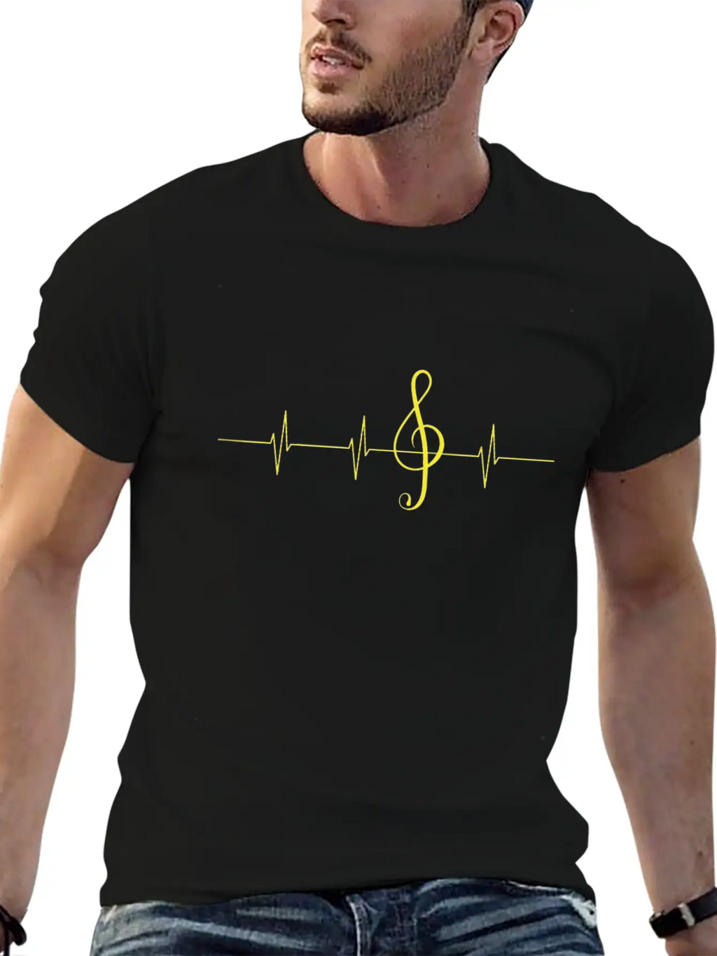 Music Heartbeat Pulse Musician Clef Breathable Graphic T-Shirt – Perfect For Casual Days
