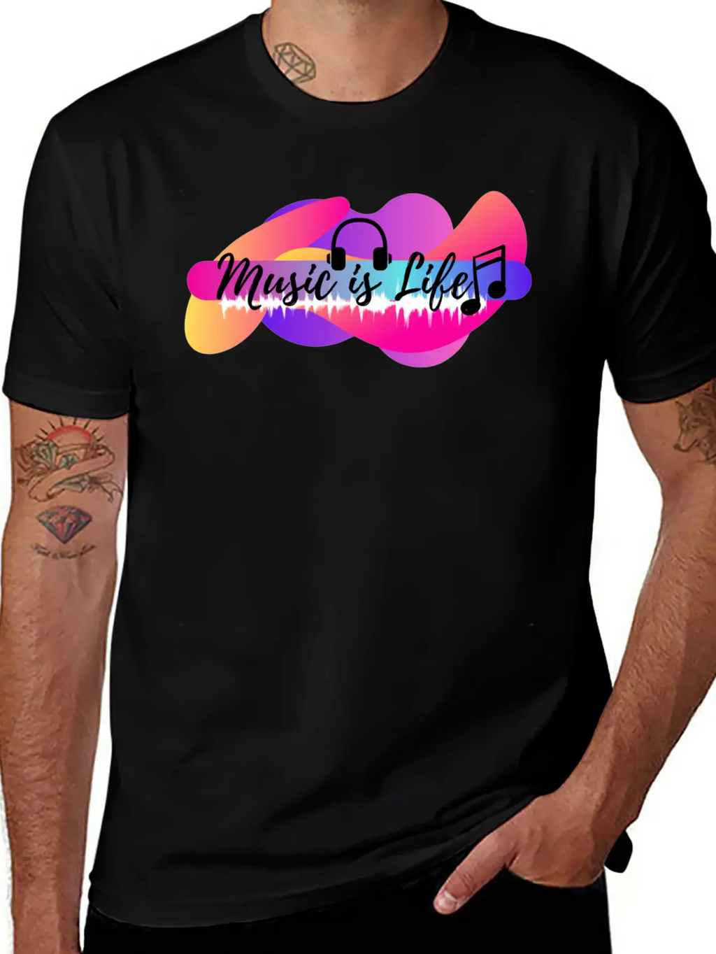 Music Is Life Basic Graphic T-Shirt – Daily Comfort In Soft Cotton