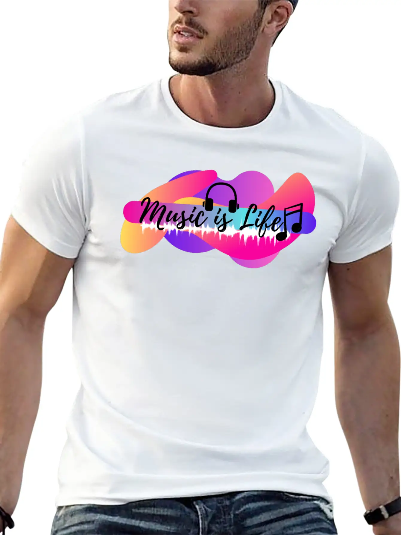 Music Is Life Basic Graphic T-Shirt – Daily Comfort In Soft Cotton