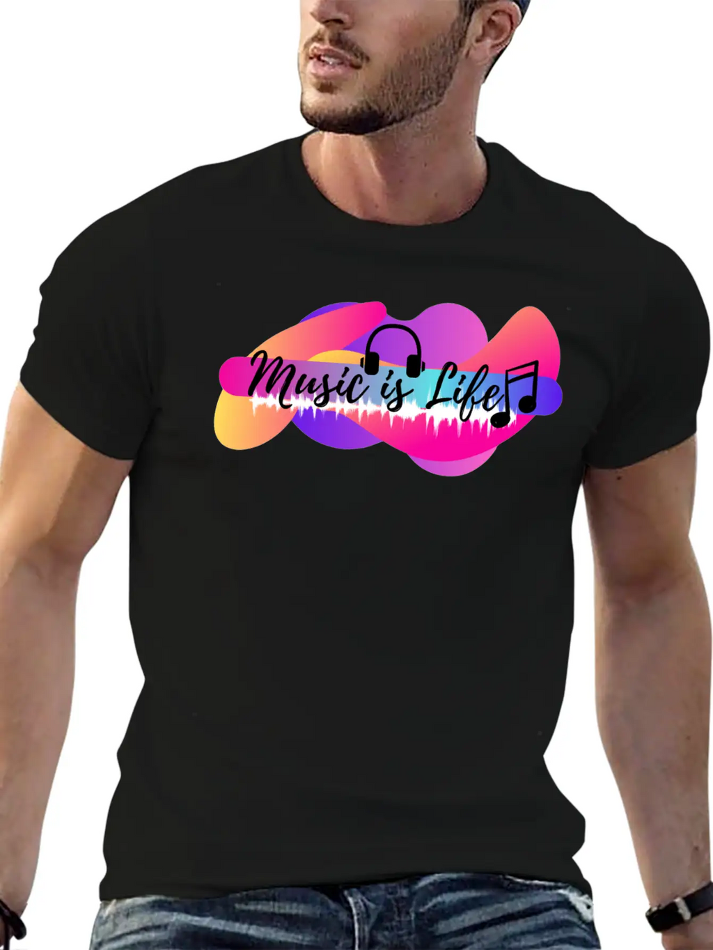 Music Is Life Basic Graphic T-Shirt – Daily Comfort In Soft Cotton