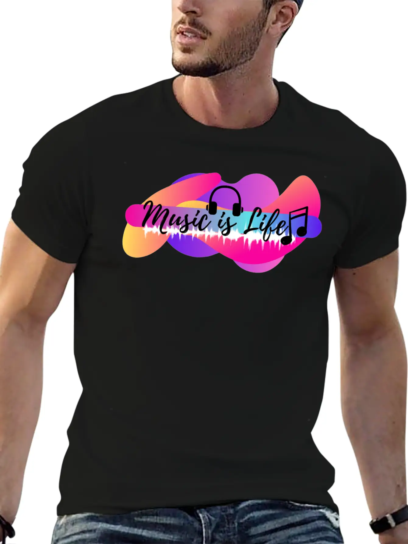 Music Is Life Basic Graphic T-Shirt – Daily Comfort In Soft Cotton
