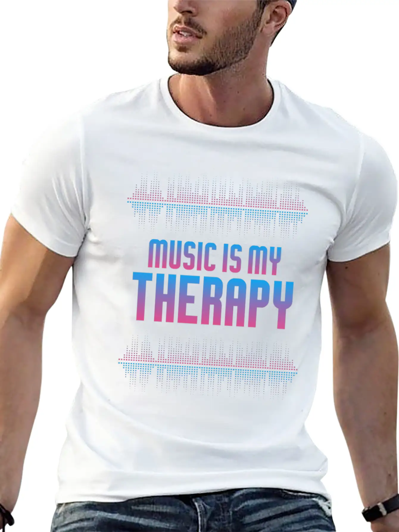 Music Is My Therapy Equalizer DJ Musical Gift Unisex Casual T-Shirt – Clean Design For Daily Comfort