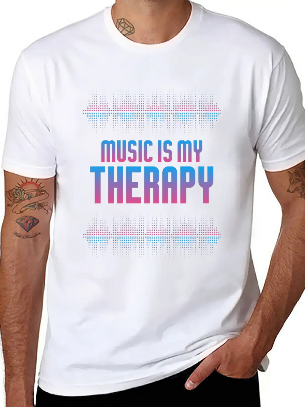 Music Is My Therapy Equalizer DJ Musical Gift Unisex Casual T-Shirt – Clean Design For Daily Comfort
