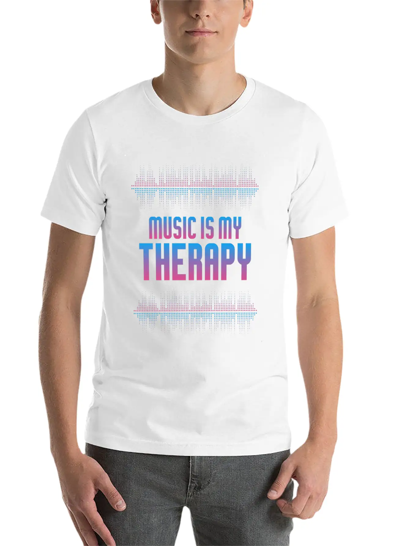 Music Is My Therapy Equalizer DJ Musical Gift Unisex Casual T-Shirt – Clean Design For Daily Comfort