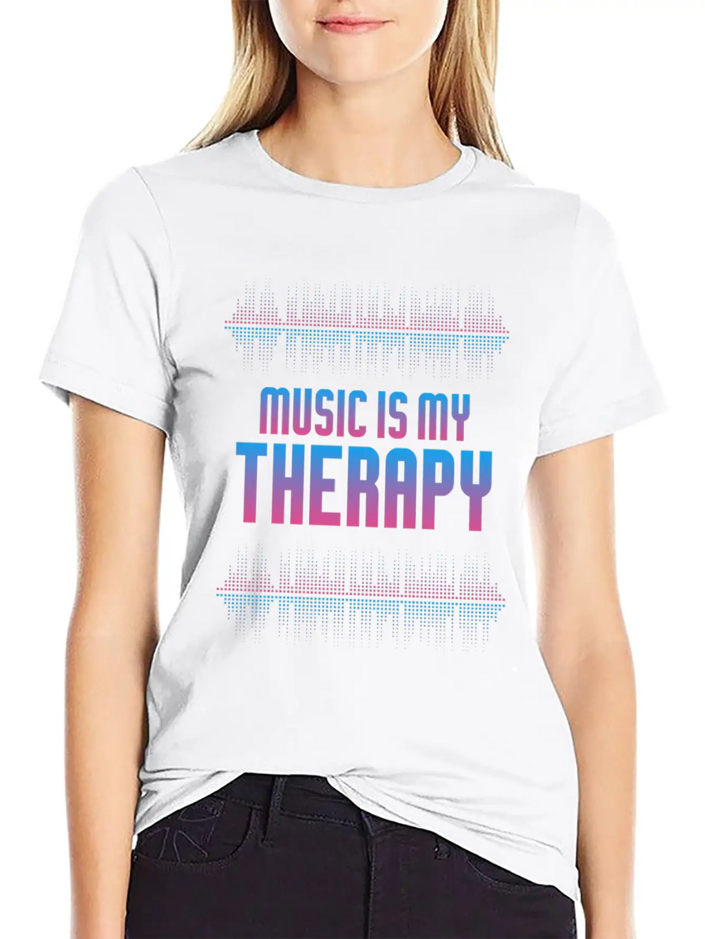 Music Is My Therapy Equalizer DJ Musical Gift Unisex Casual T-Shirt – Clean Design For Daily Comfort
