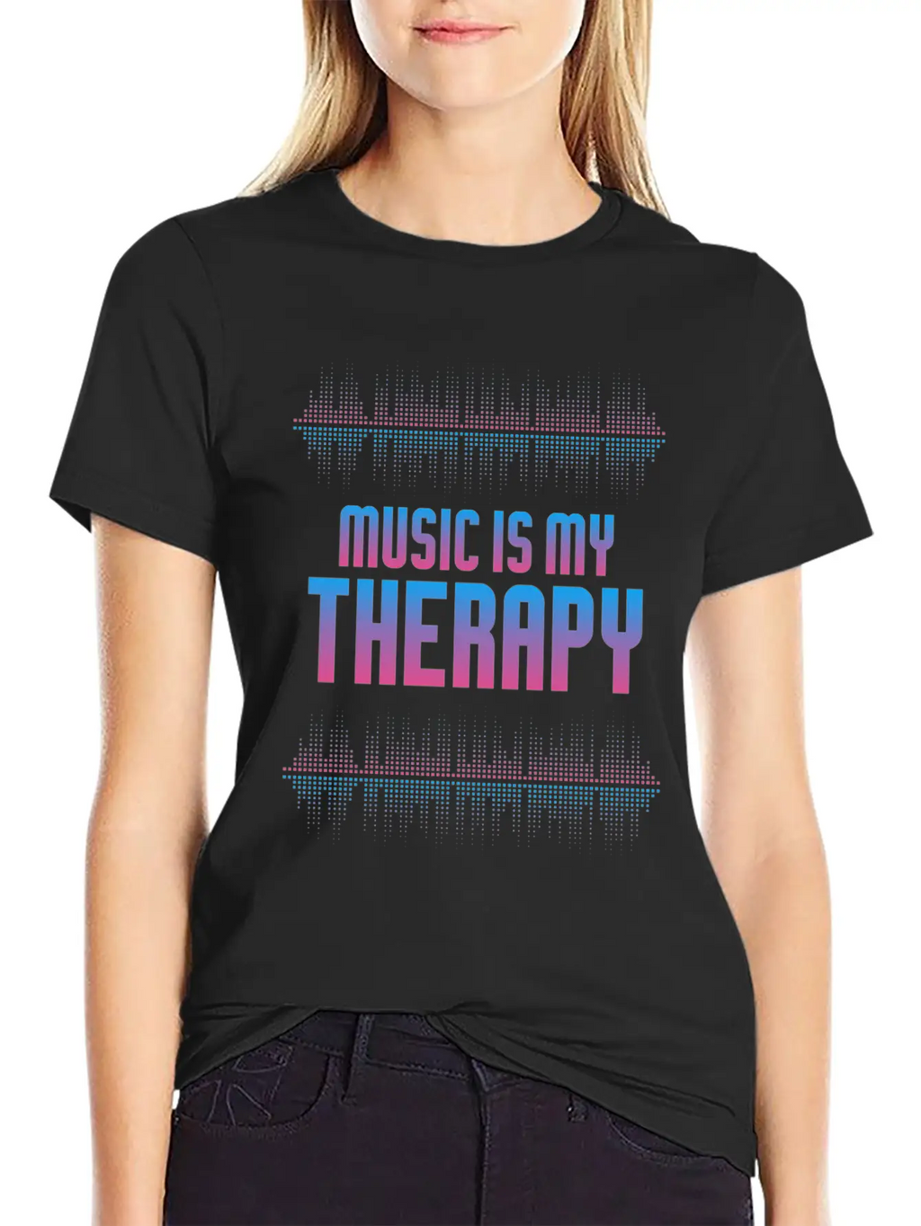 Music Is My Therapy Equalizer DJ Musical Gift Unisex Casual T-Shirt – Clean Design For Daily Comfort