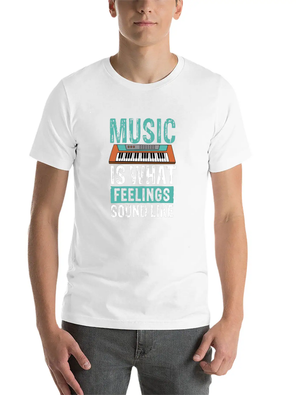 Music Is What Feelings Sound Like Keyboard Piano Basic Graphic T-Shirt – Daily Comfort In Soft Cotton
