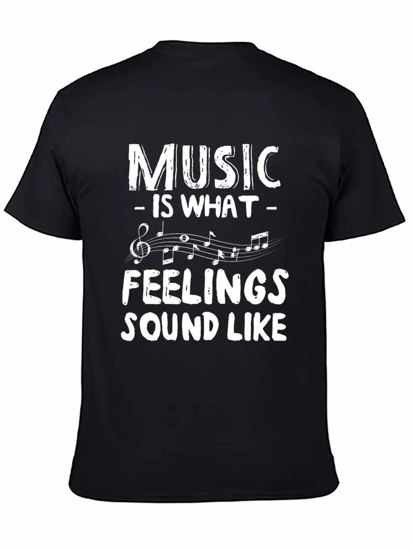 Music Is What Feelings Sound Like Music Notes Breathable Graphic T-Shirt – Perfect For Casual Days