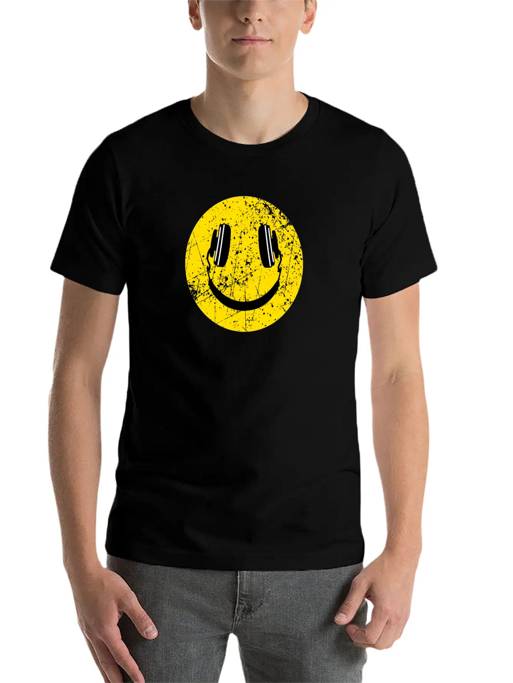 Music Lover Headphones Smiley Basic Graphic T-Shirt – Daily Comfort In Soft Cotton
