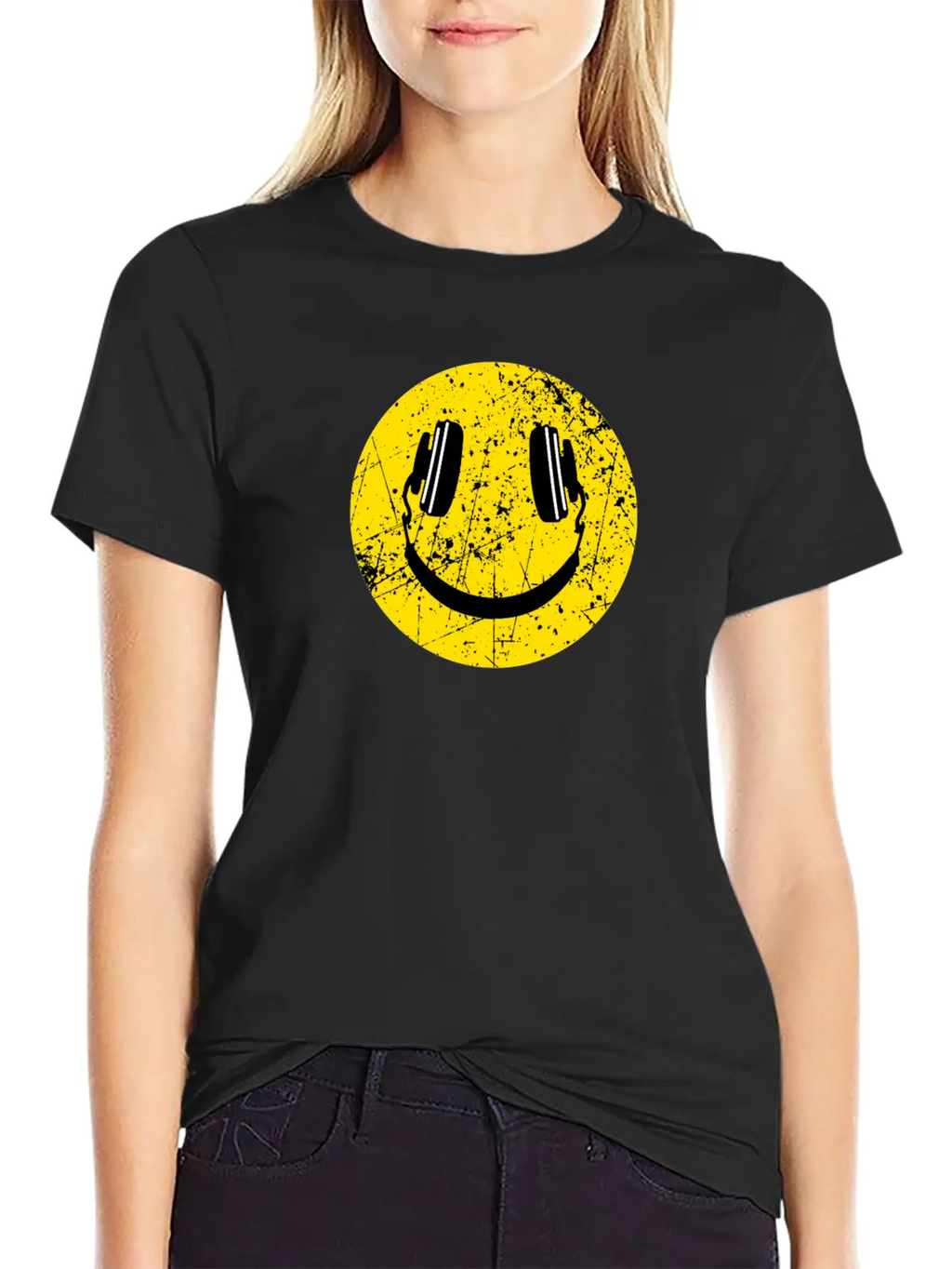 Music Lover Headphones Smiley Basic Graphic T-Shirt – Daily Comfort In Soft Cotton