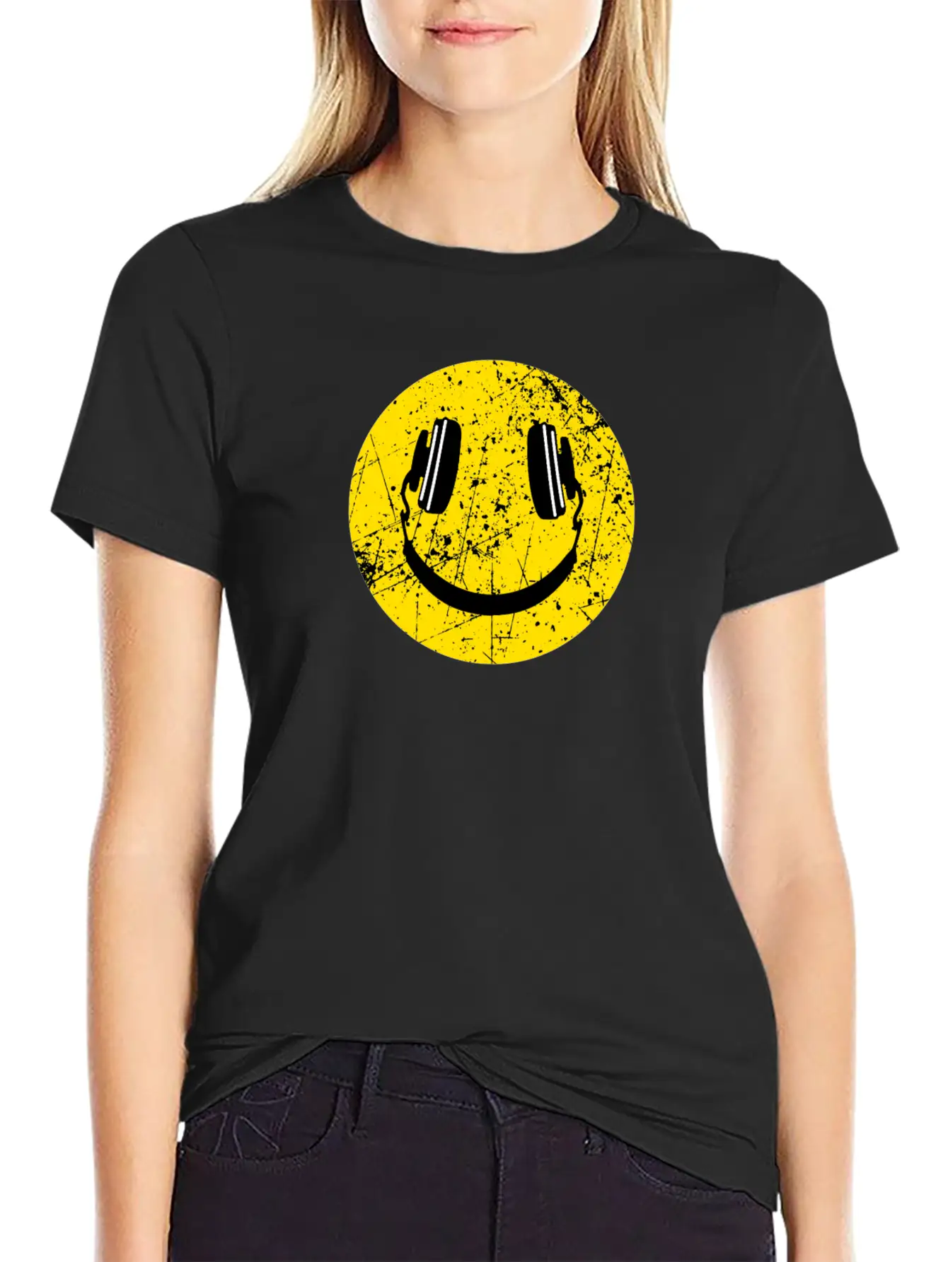 Music Lover Headphones Smiley Basic Graphic T-Shirt – Daily Comfort In Soft Cotton
