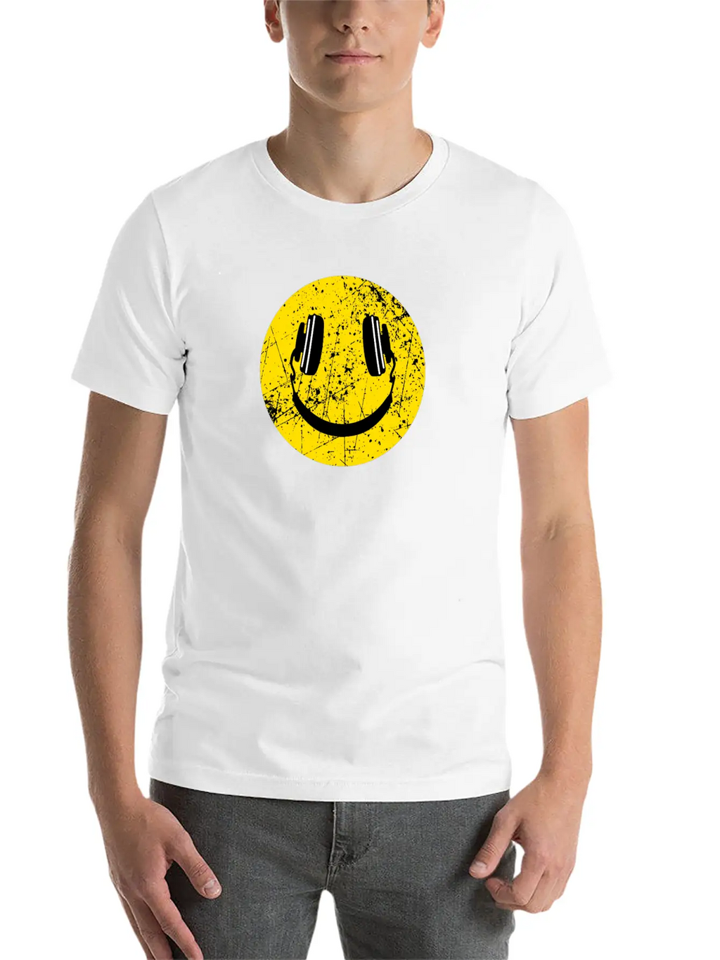 Music Lover Headphones Smiley Basic Graphic T-Shirt – Daily Comfort In Soft Cotton