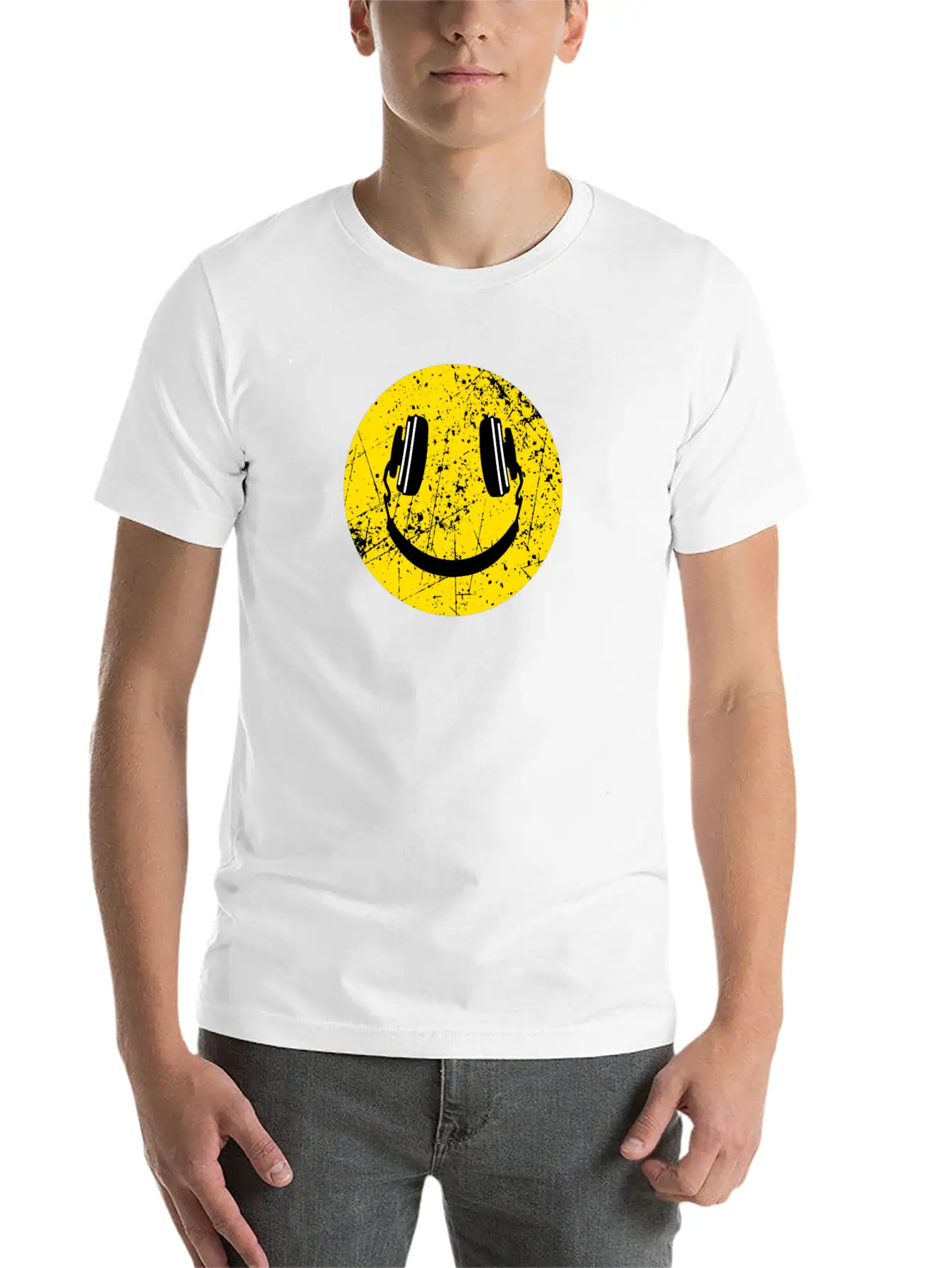 Music Lover Headphones Smiley Basic Graphic T-Shirt – Daily Comfort In Soft Cotton